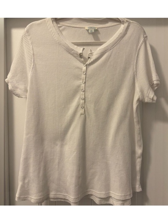 Sundance Tops - ⛱️Sundance - White Short Sleeve Waffle Knit Henley - XL